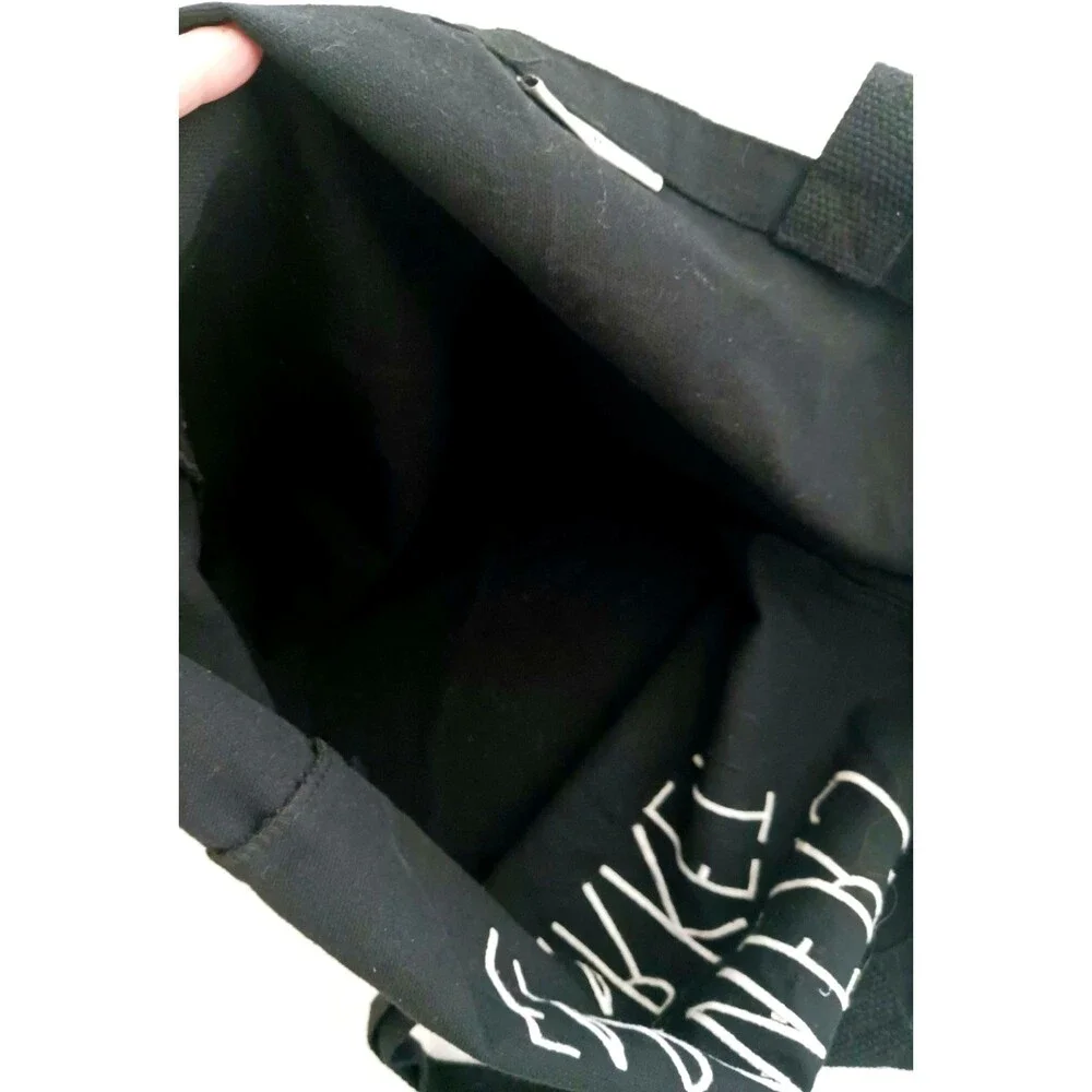 Rae Dunn "FARMER'S MARKET" Large Blk Canvas Tote Bag, Reusable, Grocery Shop - Picture 7 of 8